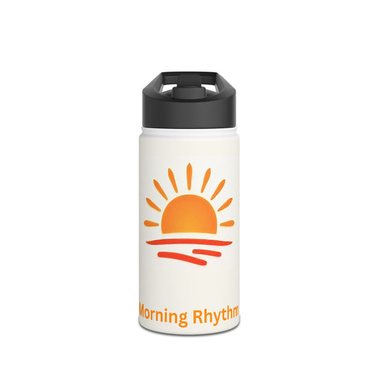 Morning Rhythm Stainless Steel Water Bottle — Sunrise Design, Insulated Travel Bottle