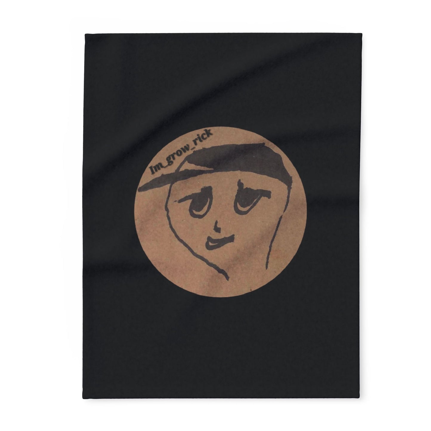 Arctic Fleece Blanket — Cozy Black Throw with Hand-Drawn Face & "be your self" Script